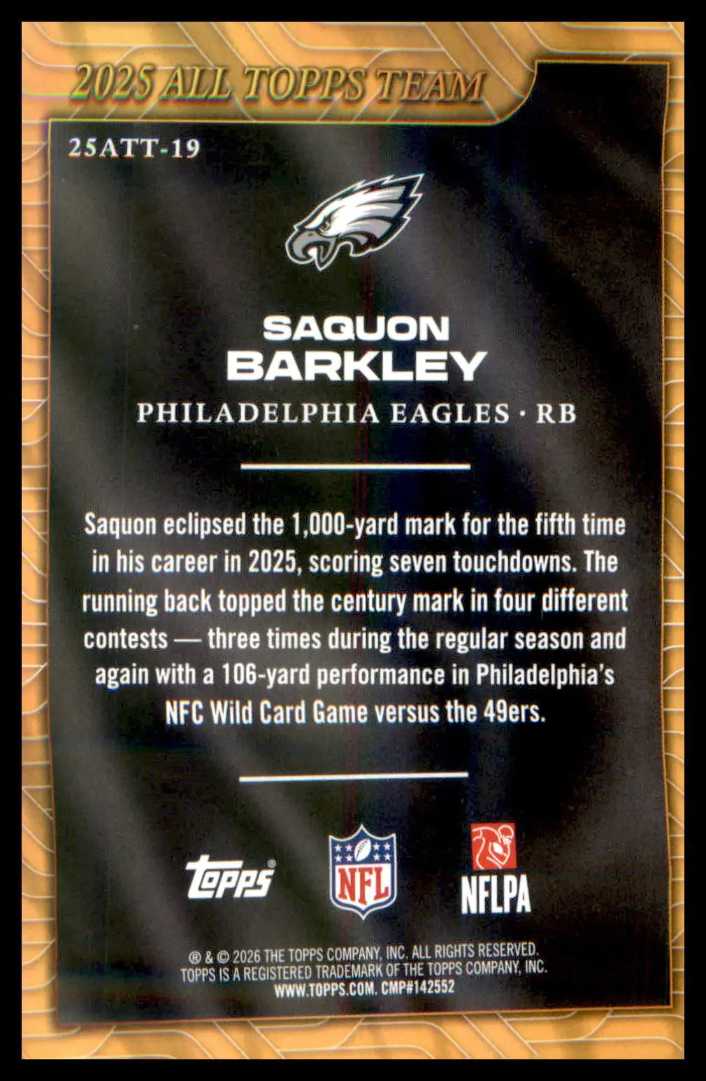 2026 Topps Flagship 2025 All Topps Flagship Team #25ATT-19 Saquon Barkley - Football Card Single
