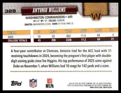 2026 Topps Flagship #328 Antonio Williams RC RC