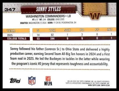 2026 Topps Flagship #347 Sonny Styles RC RC - Football Card Single