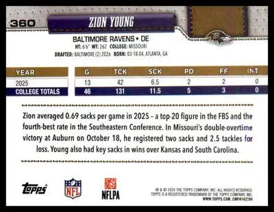 2026 Topps Flagship #360 Zion Young RC RC