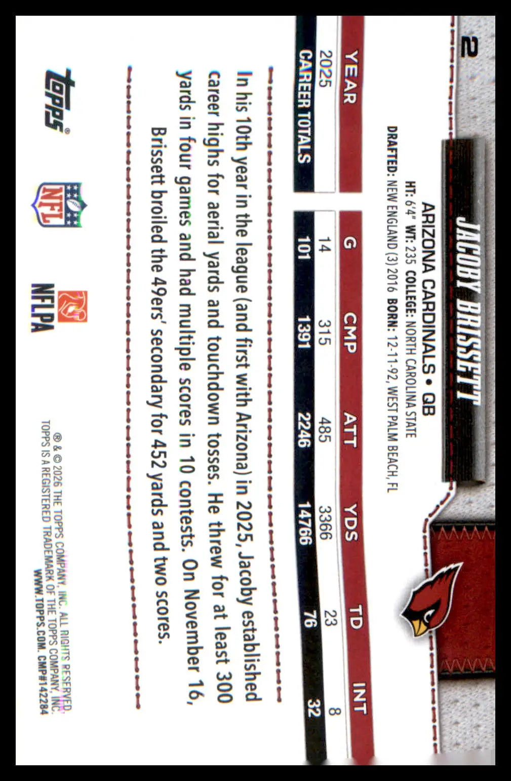 2026 Topps Flagship Football Base #2 Jacoby Brissett