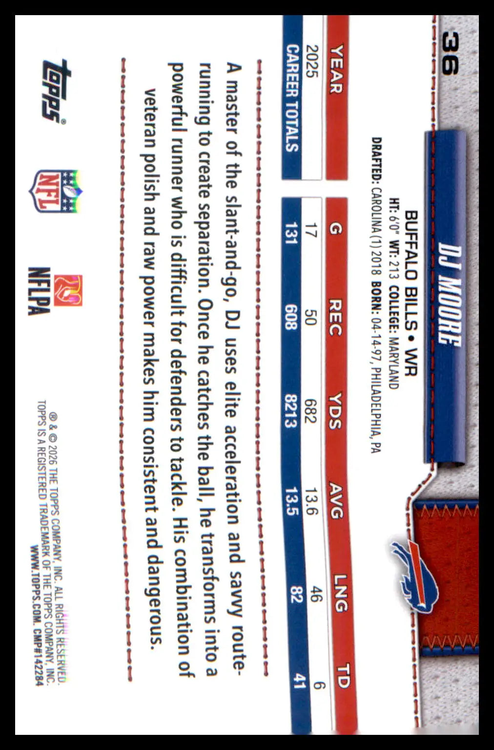 2026 Topps Flagship Football Base #36 DJ Moore
