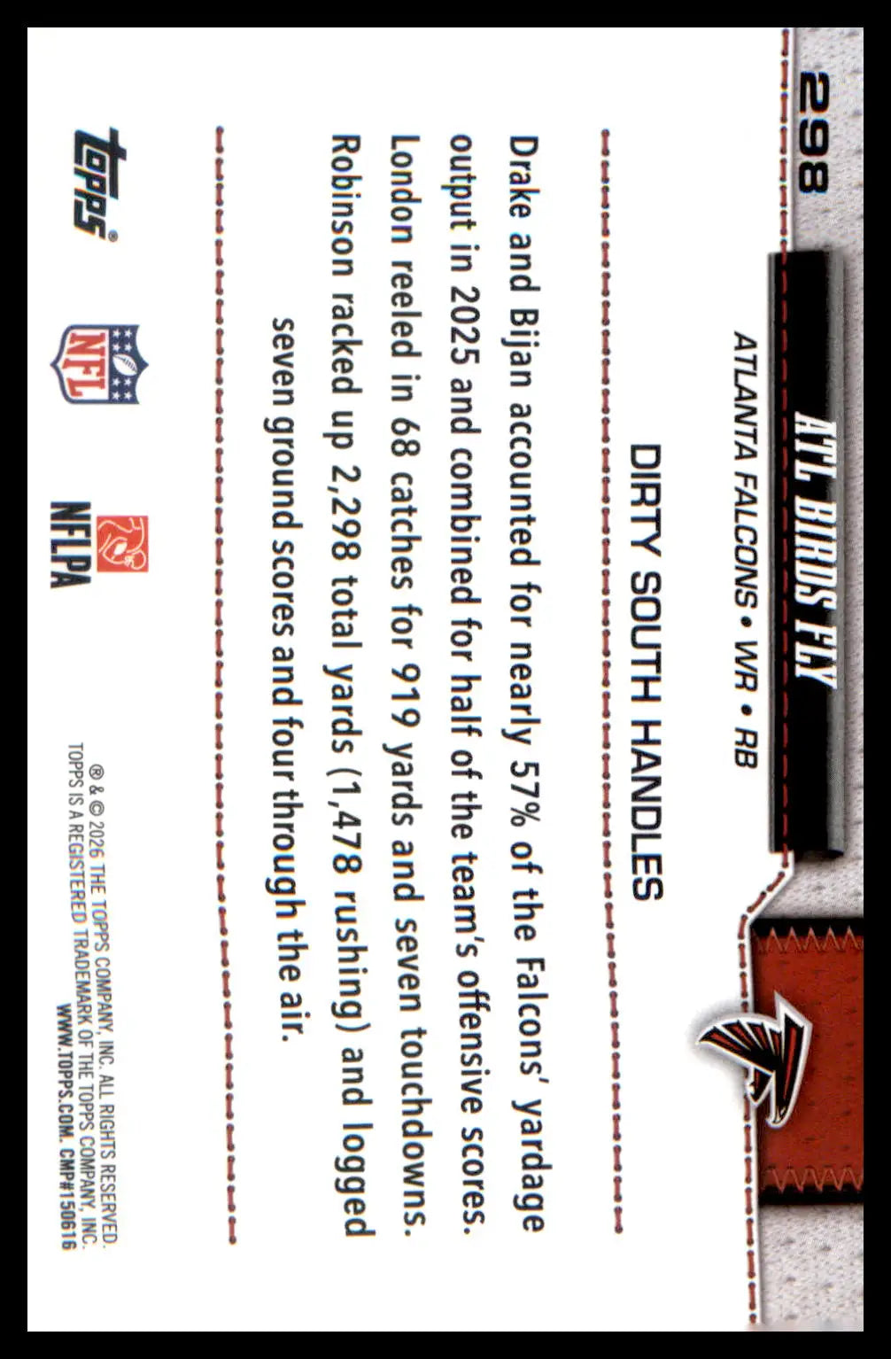 2026 Topps Flagship Football Football Border Rainbow Foil #298 ATL Birds Fly - Football Card Single