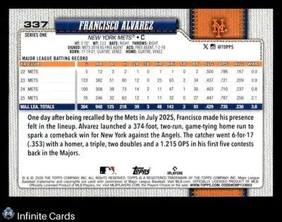 2026 Topps FRANCISCO ALVAREZ #337 [Base] New York Mets