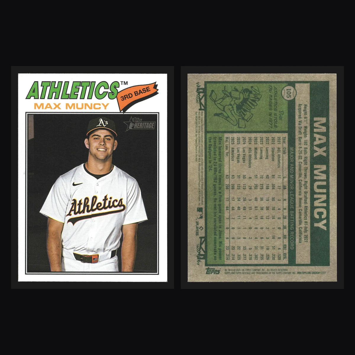 2026 Topps Heritage #105 Max Muncy Athletics - Baseball Card Single