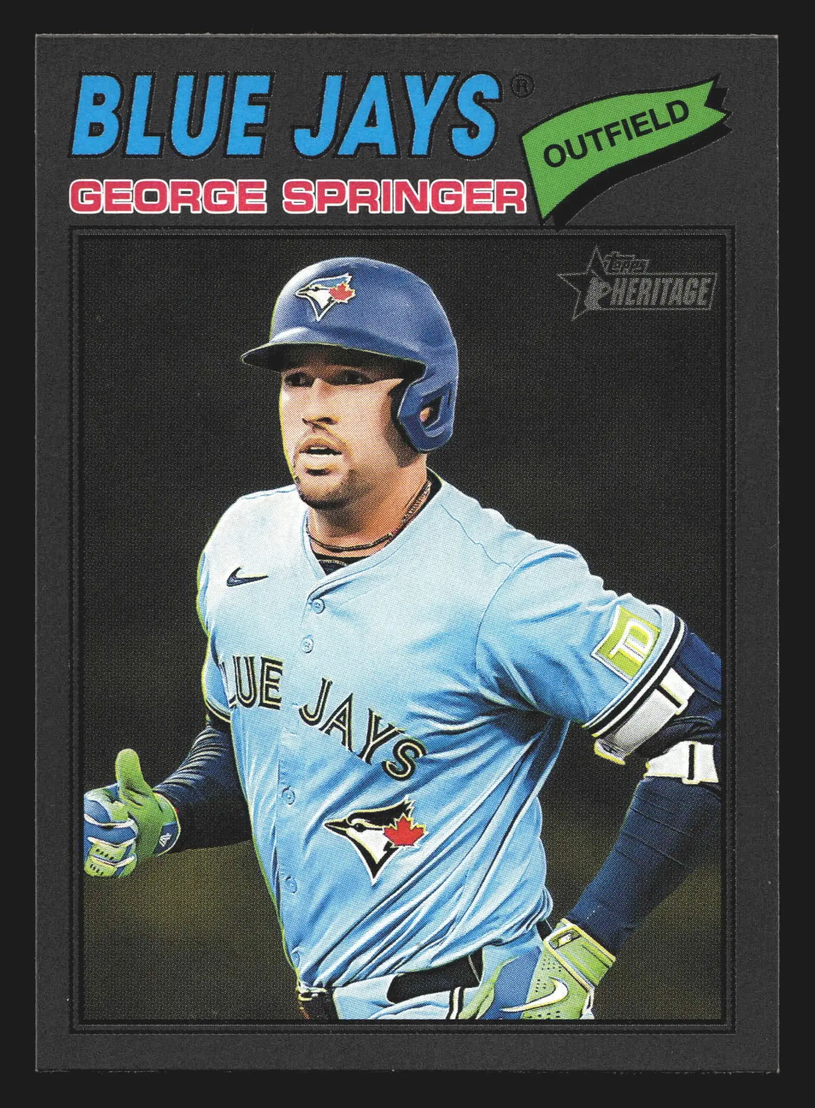 2026 Topps Heritage #108 George Springer Dark Gray Border Blue Jays