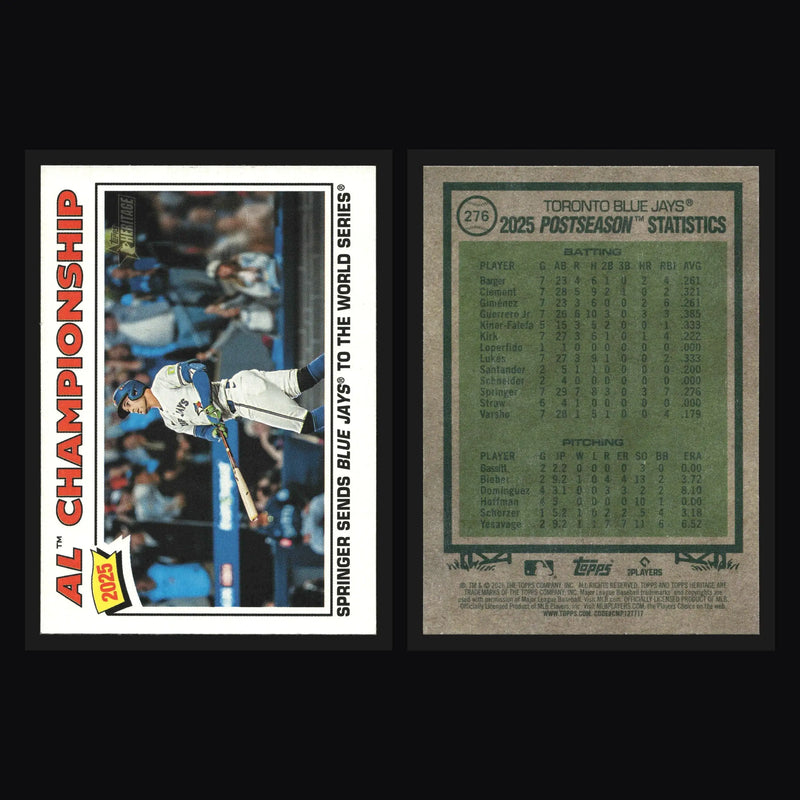 2026 Topps Heritage #276 George Springer AL Championship Toronto Blue Jays - Baseball Card Single