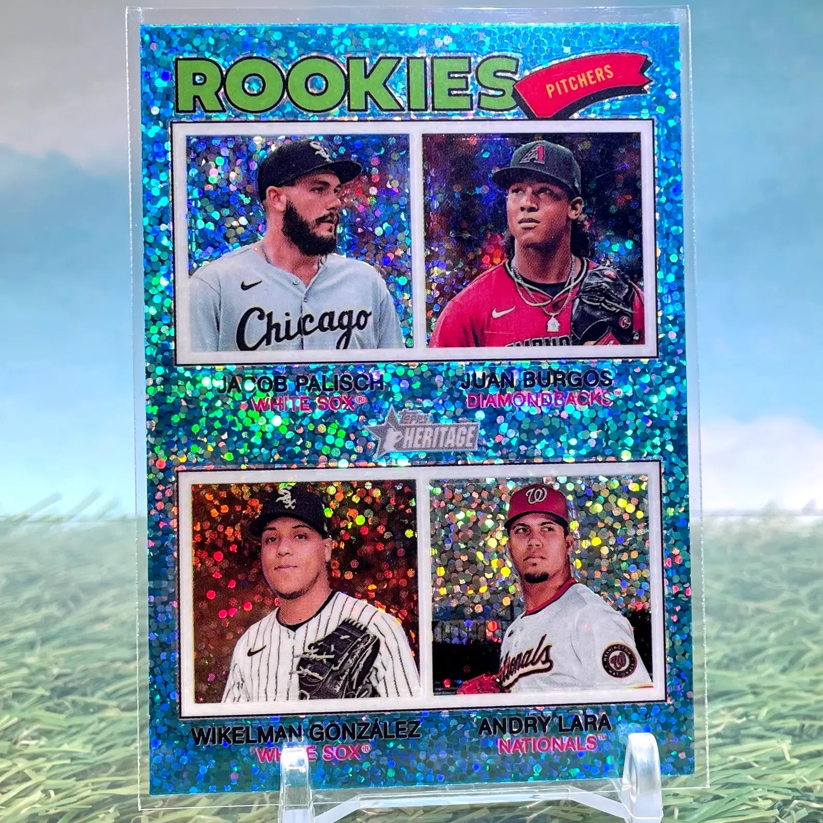 2026 Topps Heritage #378 Rookie Pitchers Light Blue Sparkle - Baseball Card Single