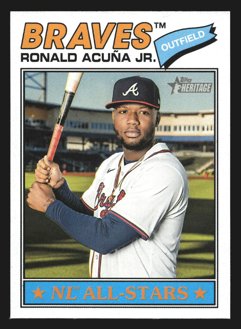 2026 Topps Heritage #55 Ronald Acuna Jr Atlanta Braves 1977 Design