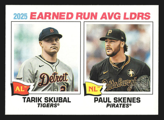 2026 Topps Heritage #7 2025 ERA Leaders Tarik Skubal Paul Skenes - Baseball Card Single