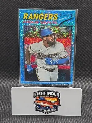 2026 Topps Heritage Adolis Garcia Chrome Light Blue Sparkle Texas Ranger #384 - Baseball Card Single