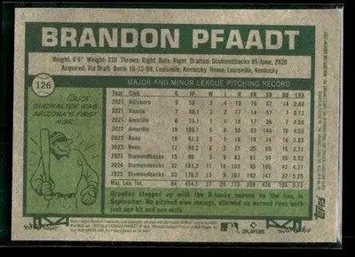 2026 Topps Heritage Brandon Pfaadt #126 Chrome Light Blue Sparkle Ref - Baseball Card Single