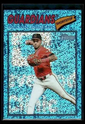 2026 Topps Heritage Brayan Rocchio #368 Chrome Light Blue Sparkle Refr Guardians - Baseball Card Single