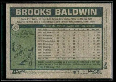 2026 Topps Heritage Brooks Baldwin #274 Chicago White Sox - Baseball Card Single