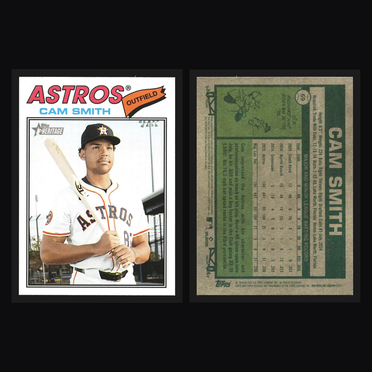 2026 Topps Heritage Cam Smith #69 Houston Astros RC - Baseball Card Single