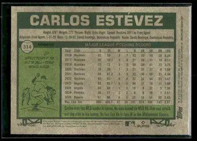 2026 Topps Heritage Carlos Estévez #314 Chrome Refractors Kansas City Royals - Baseball Card Single