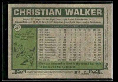 2026 Topps Heritage Christian Walker #217 Chrome Light Blue Sparkle Refr Astros - Baseball Card Single
