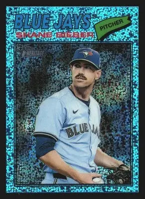 2026 Topps Heritage Chrome #210 Shane Bieber Light Blue Sparkle Refractor - Baseball Card Single