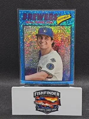 2026 Topps Heritage Chrome Blue Sparkle #195 Sal Frelick Milwaukee Brewers - Baseball Card Single
