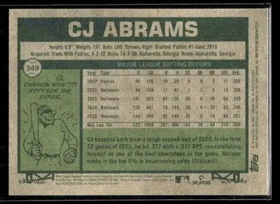 2026 Topps Heritage CJ Abrams #349 Washington Nationals - Baseball Card Single