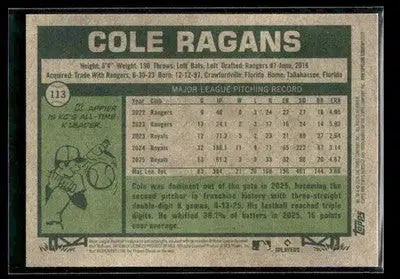 2026 Topps Heritage Cole Ragans #113 Kansas City Royals - Baseball Card Single