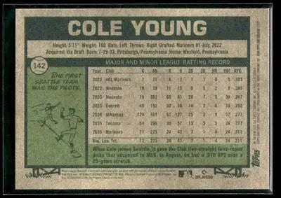 2026 Topps Heritage Cole Young #142 RC Seattle Mariners - Baseball Card Single