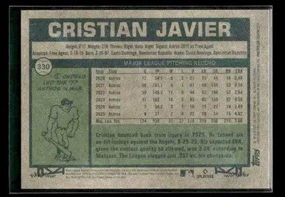 2026 Topps Heritage Cristian Javier #330 Houston Astros - Baseball Card Single