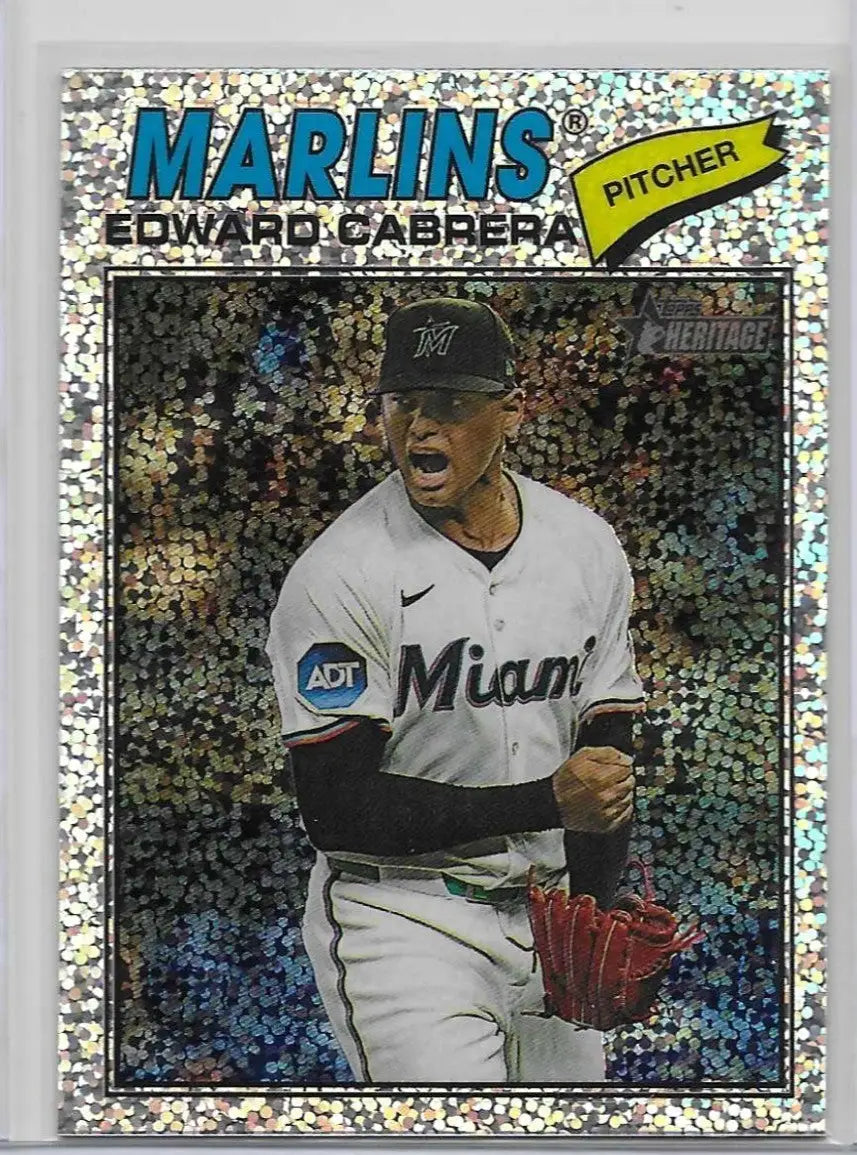 2026 Topps Heritage Edward Cabrera #169 Silver Sparkle Refractor Marlins (1128) - Baseball Card Single