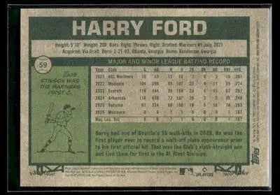 2026 Topps Heritage Harry Ford #59 RC Seattle Mariners - Baseball Card Single