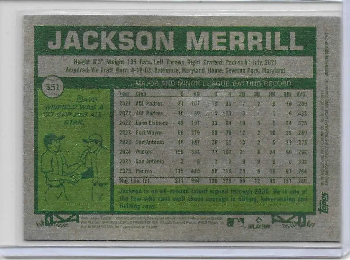2026 Topps Heritage - Jackson Merrill #351 Light Purple Bordered - Padres (1124) - Baseball Card Single