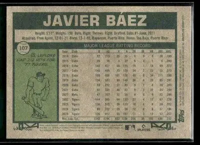 2026 Topps Heritage Javier Báez #107 Detroit Tigers - Baseball Card Single