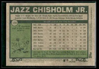 2026 Topps Heritage Jazz Chisholm Jr. #196 New York Yankees - Baseball Card Single