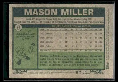 2026 Topps Heritage Mason Miller #65 San Diego Padres - Baseball Card Single