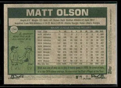 2026 Topps Heritage Matt Olson #194 Atlanta Braves - Baseball Card Single