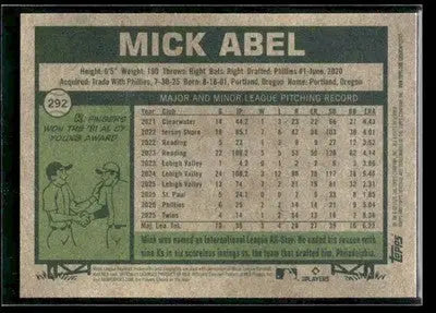 2026 Topps Heritage Mick Abel #292 Minnesota Twins - Baseball Card Single