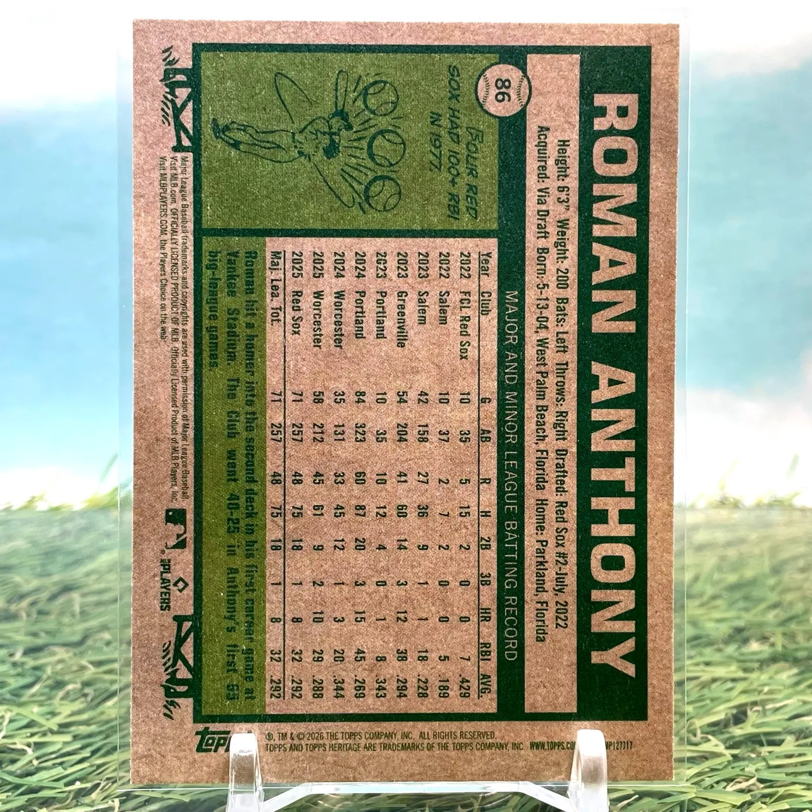 2026 Topps Heritage Roman Anthony #86 ROOKIE (RC) Centered Boston Red Sox - Baseball Card Single