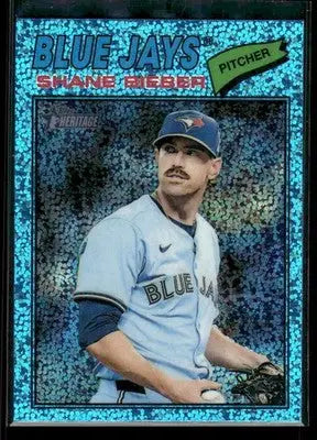 2026 Topps Heritage Shane Bieber #210 Chrome Light Blue Sparkle Refr Blue Jays - Baseball Card Single