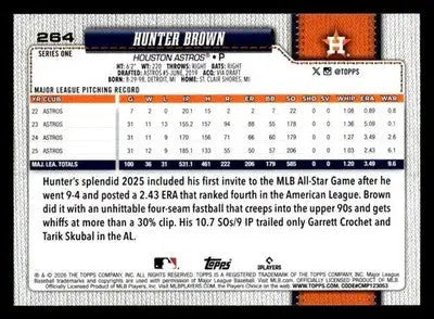 2026 Topps Hunter Brown #264 Houston Astros - Baseball Card Single