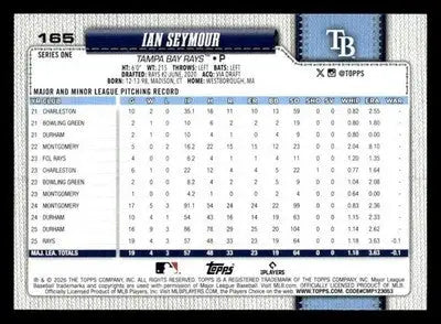 2026 Topps Ian Seymour #165 RC Tampa Bay Rays - Baseball Card Single