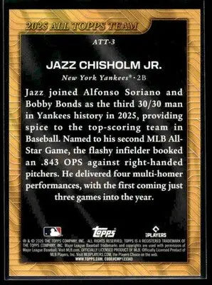 2026 Topps Jazz Chisholm Jr. #ATT-3 2025 All Topps Team New York Yankees - Baseball Card Single