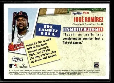2026 Topps José Ramírez #TP-9 Topps Profiles Cleveland Guardians - Baseball Card Single