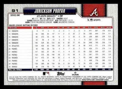 2026 Topps Jurickson Profar #91 Atlanta Braves - Baseball Card Single
