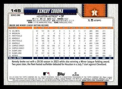 2026 Topps Kenedy Corona #145 RC Houston Astros - Baseball Card Single