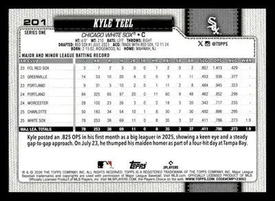 2026 Topps Kyle Teel #201 RC Chicago White Sox - Baseball Card Single
