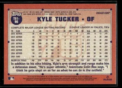 2026 Topps Kyle Tucker #T91-96 1991 Topps 35th Anniv Chicago Cubs - Baseball Card Single