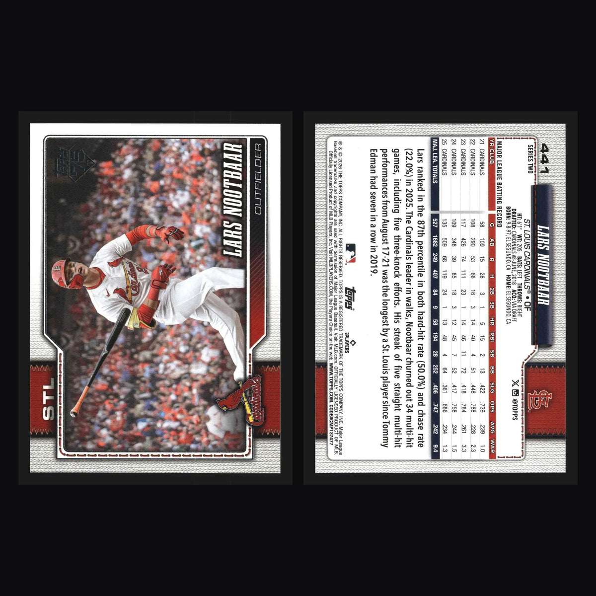 2026 Topps Lars Nootbaar #441 St. Louis Cardinals - Baseball Card Single
