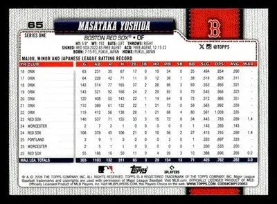 2026 Topps Masataka Yoshida #65 Boston Red Sox - Baseball Card Single