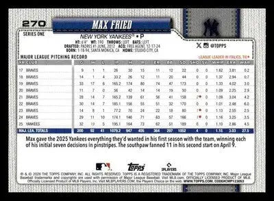 2026 Topps Max Fried #270 New York Yankees - Baseball Card Single