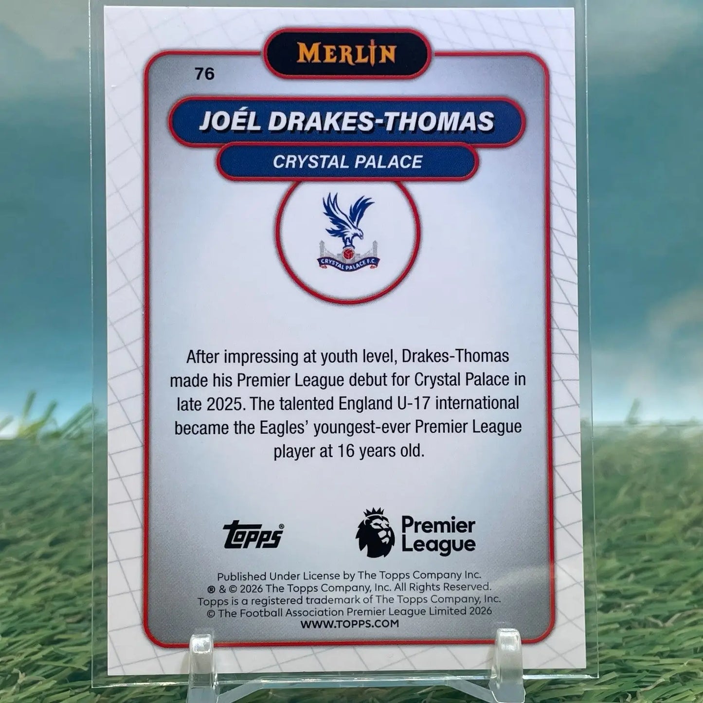 2026 Topps Merlin Premier League Joel Drakes-Thomas Crystal Palace Rookie /99 - Soccer Card Single