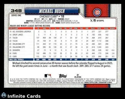 2026 Topps MICHAEL BUSCH #348 [Base] Chicago Cubs